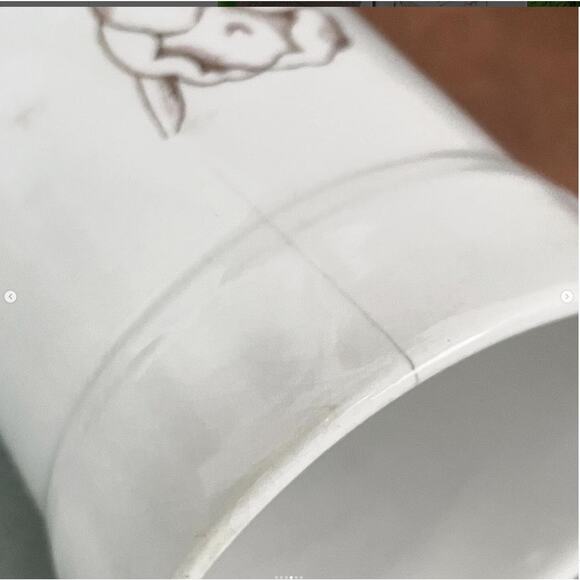 Vtg Brown Transferware TOOTHBRUSH HOLDER CUP Ironstone Daffodil Flower Vanity - Picture 4 of 6